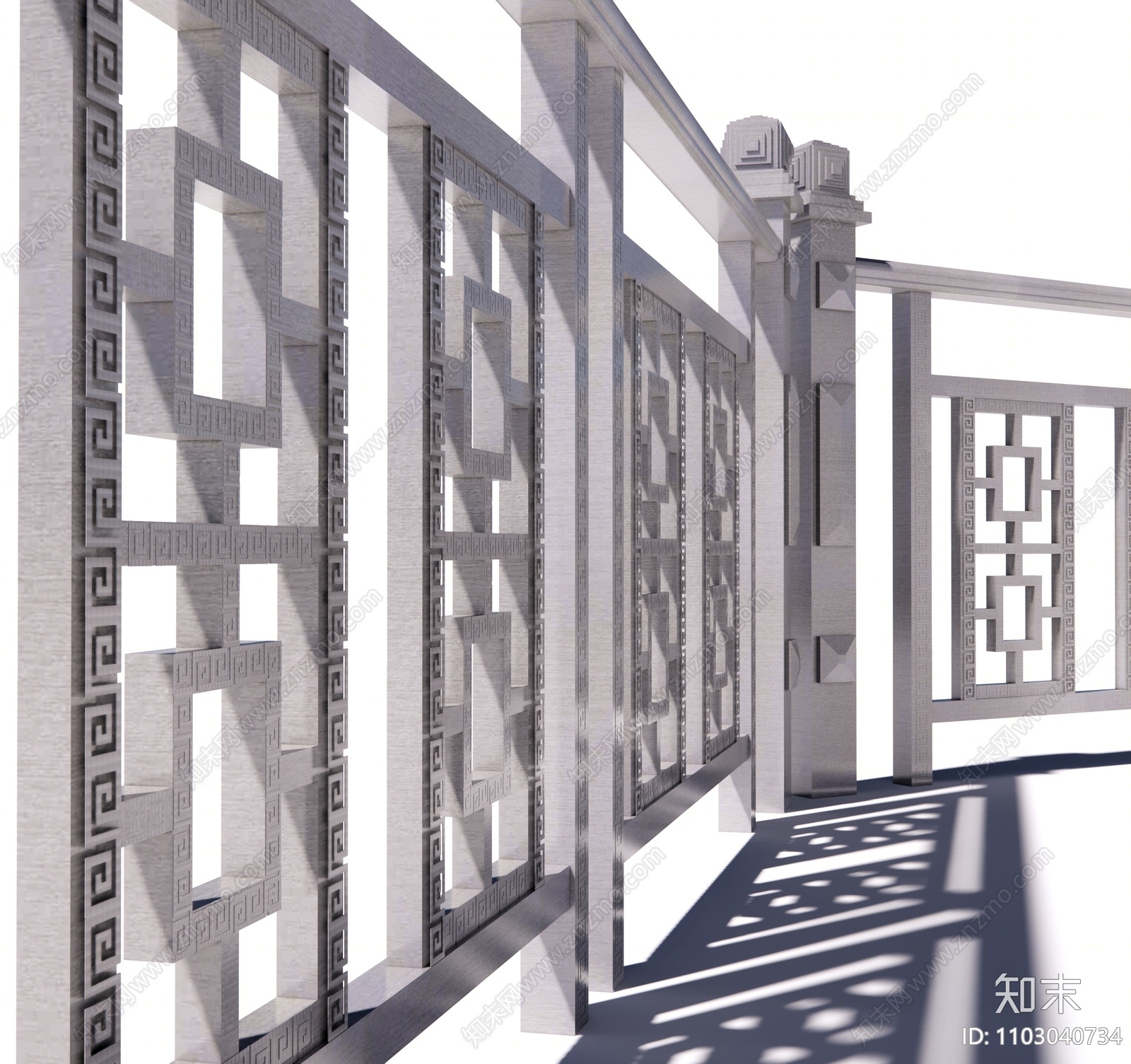 新中式铁艺栏杆su模型下载