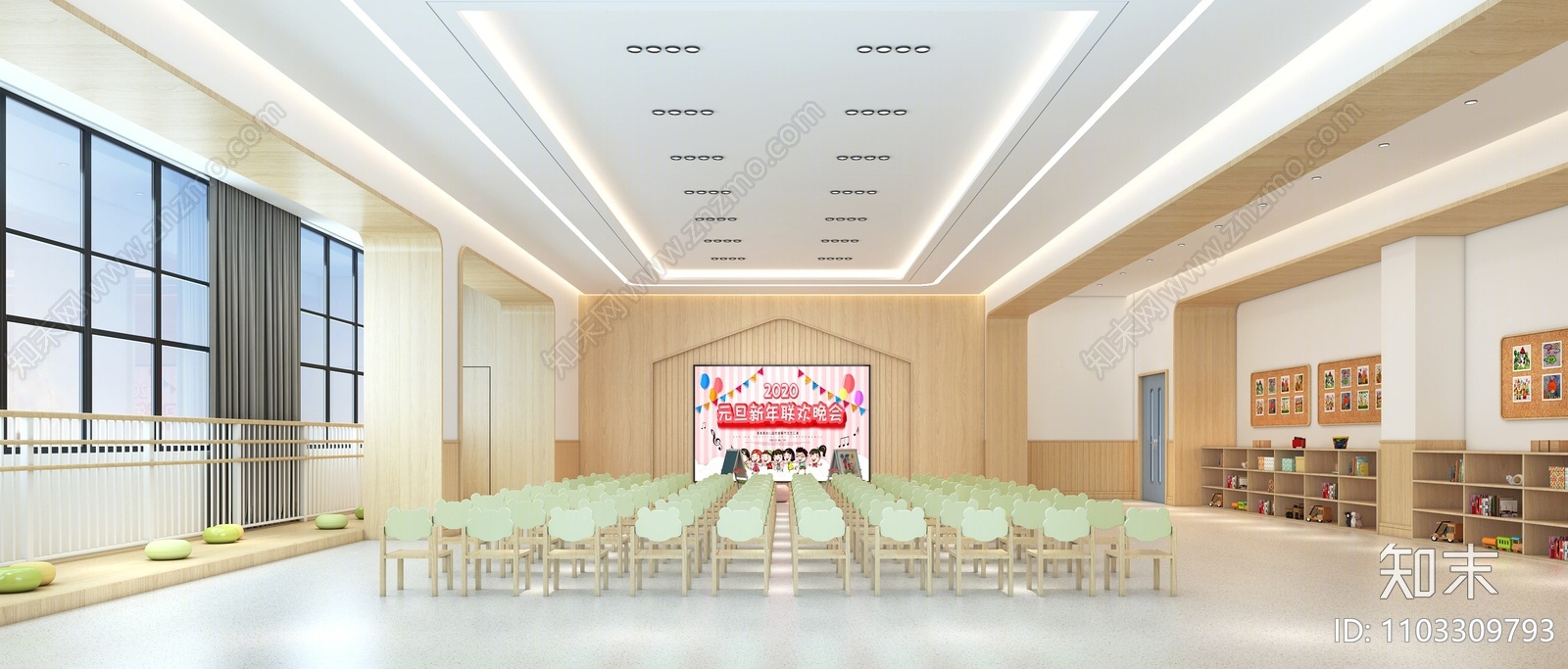 现代幼儿园多功能室3d模型下载