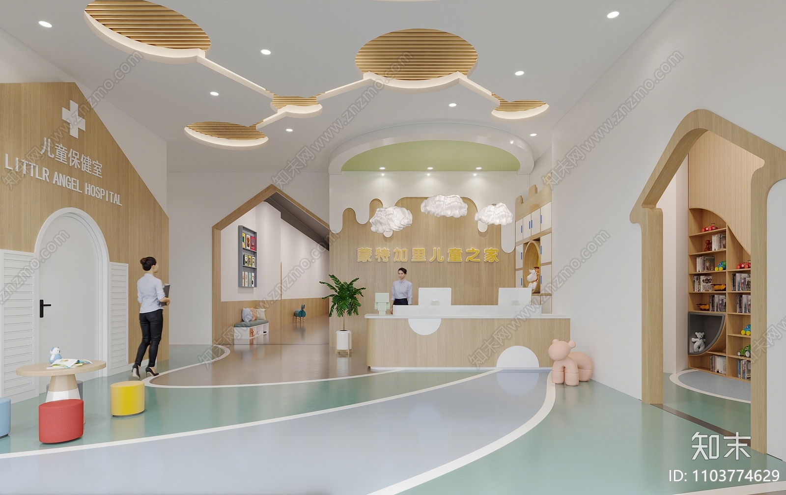 现代幼儿园前台3d模型下载【id:1103774629】_知末3d模型网