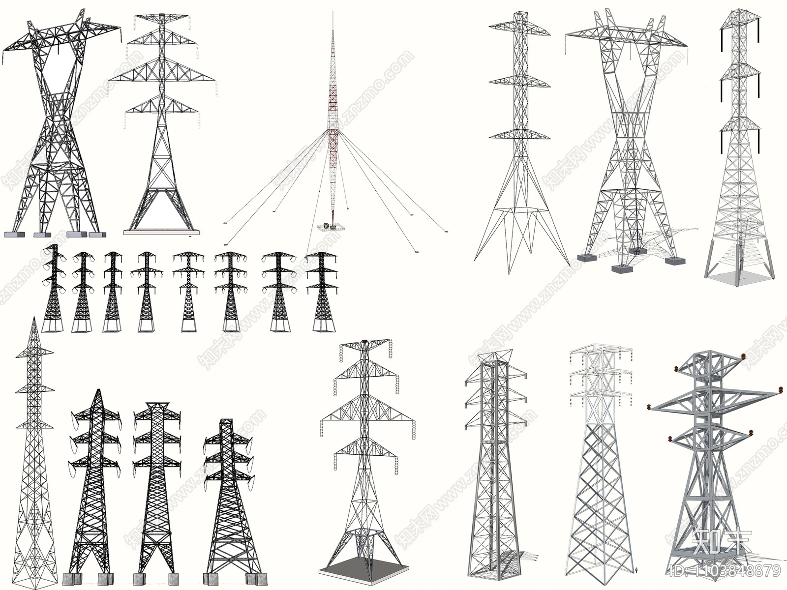 现代高压电线铁塔su模型下载