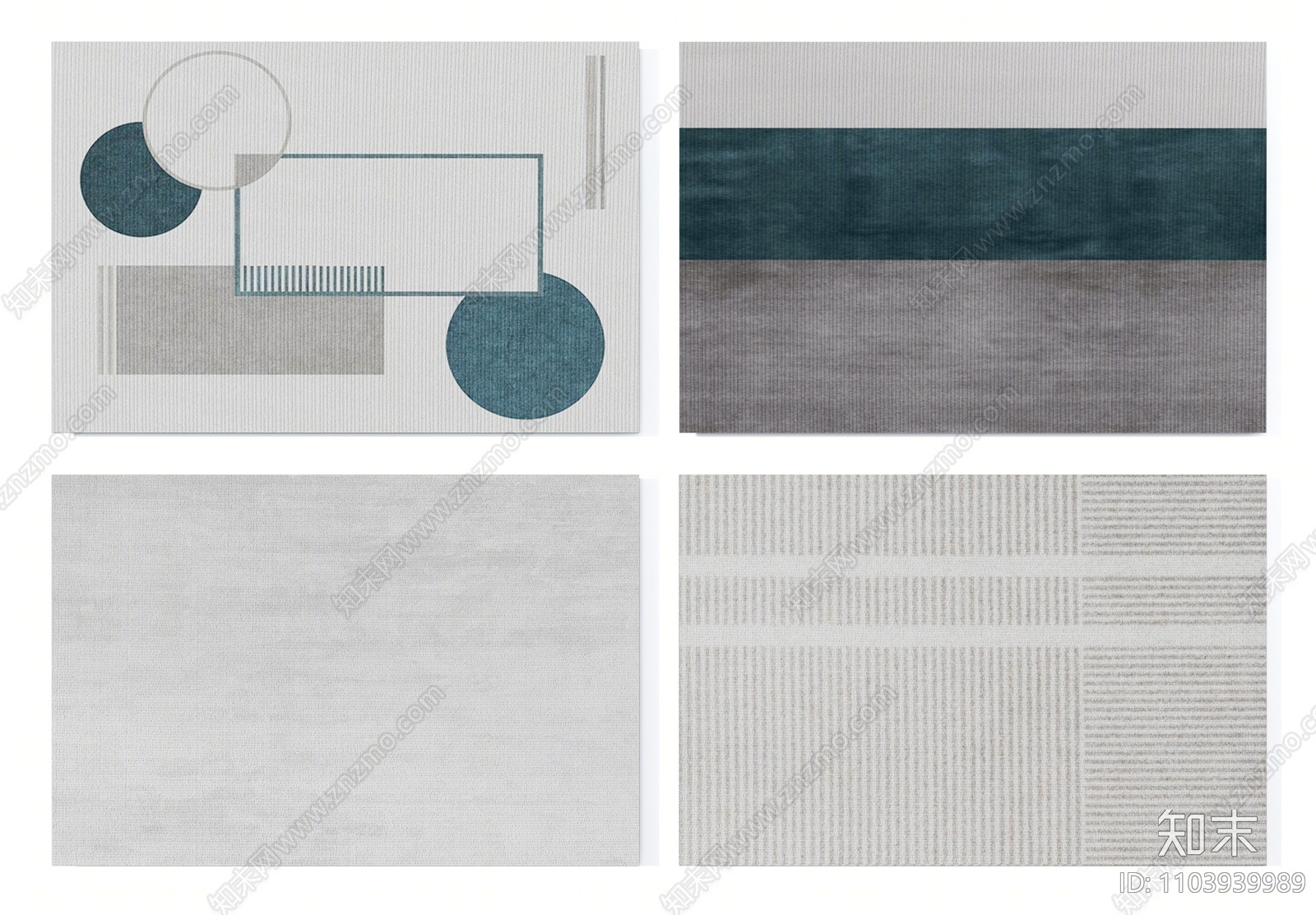 现代高级灰几何地毯组合3d模型下载