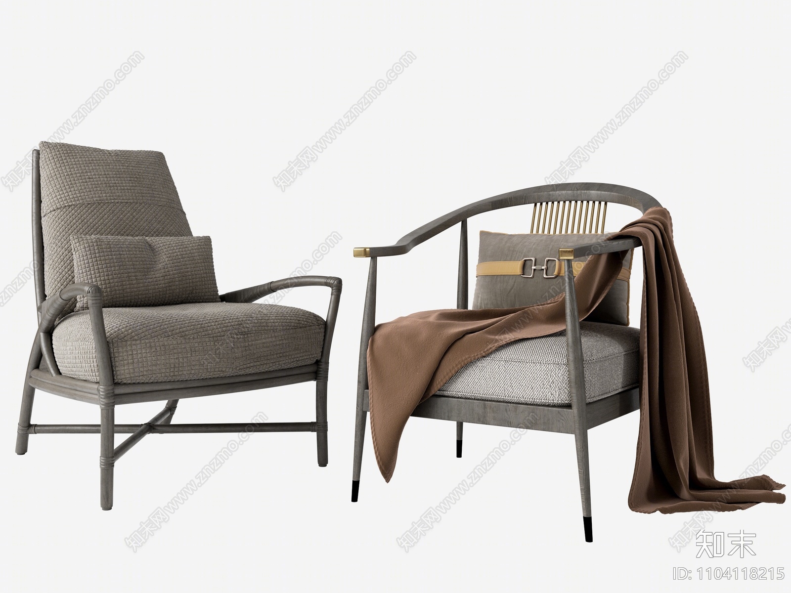新中式休闲椅3d模型下载