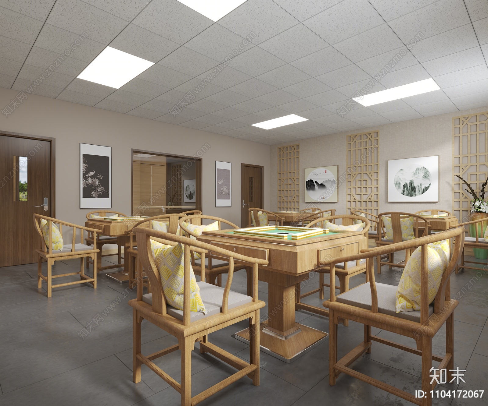新中式棋牌室3d模型下载
