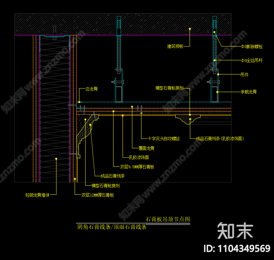 石膏板吊顶节点图施工图下载