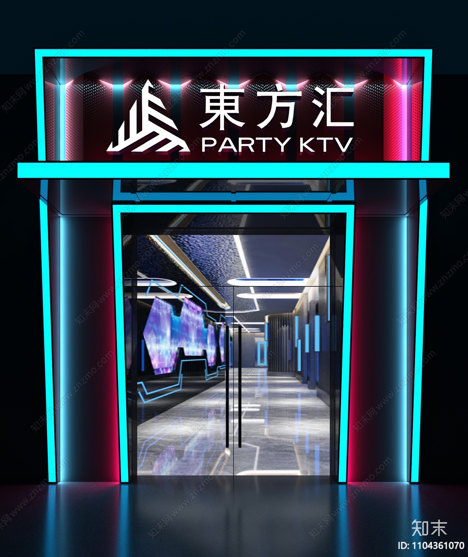 现代科技风ktv门头门面3d模型下载