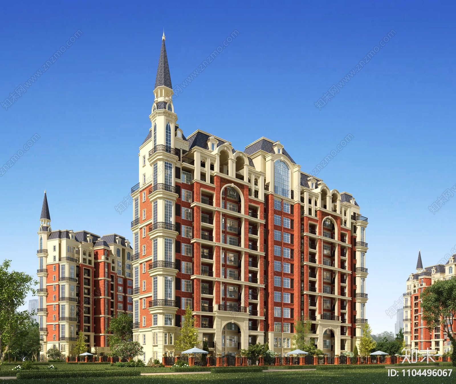 欧式古典高层住宅3d模型下载