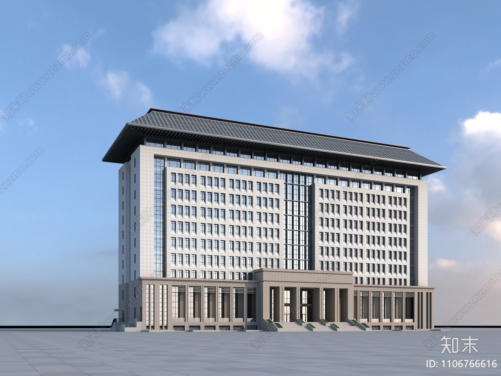 新中式办公楼3d模型下载