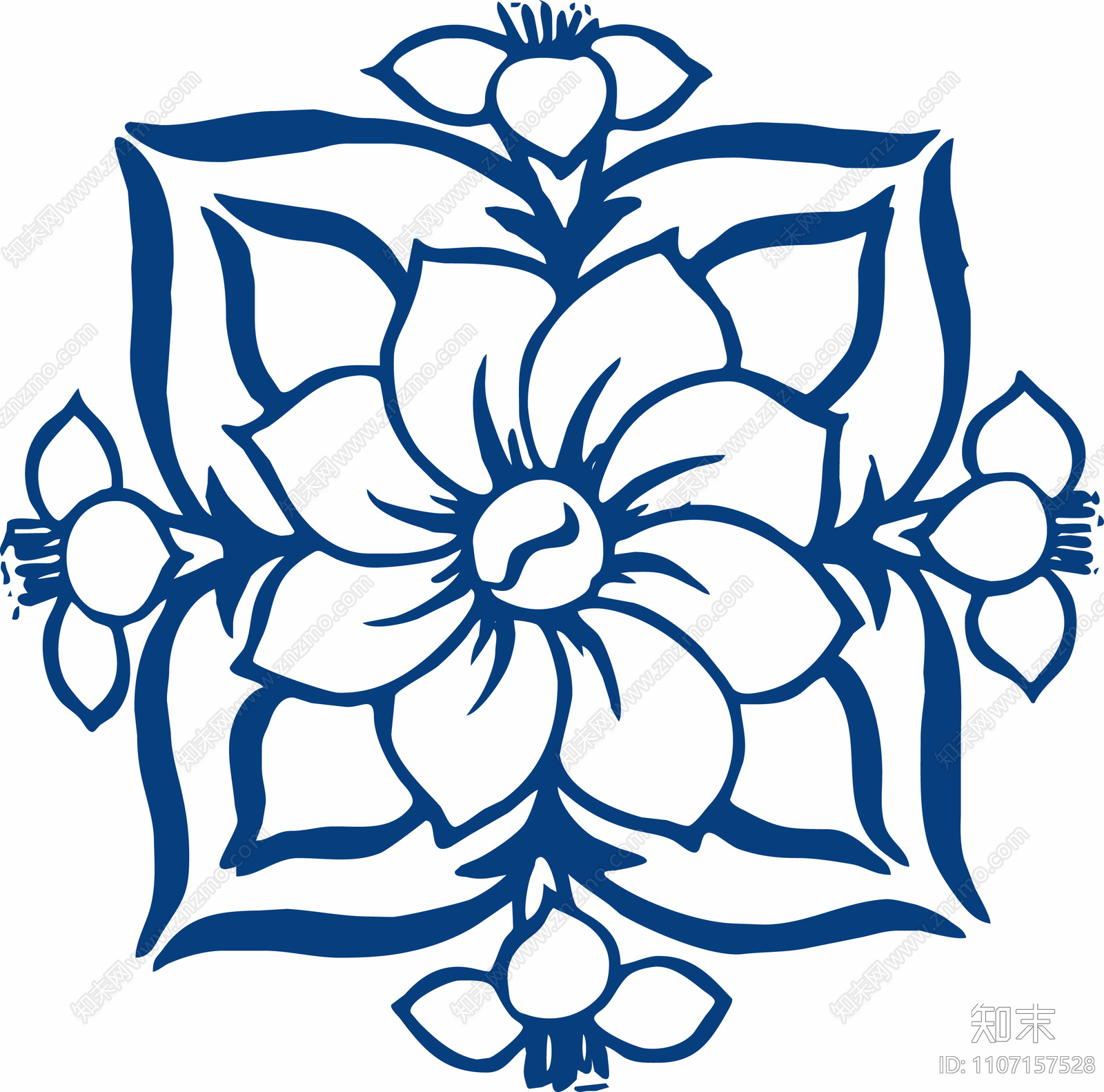 青花瓷图案中国风装饰画贴图下载
