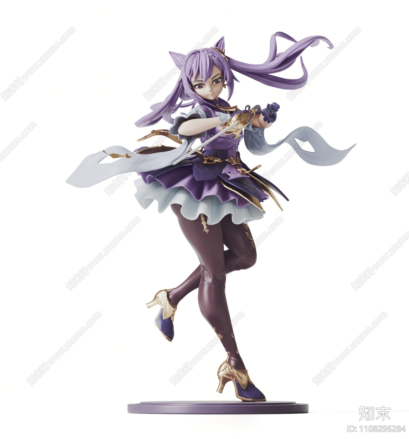 现代原神刻晴手办摆件3d模型下载