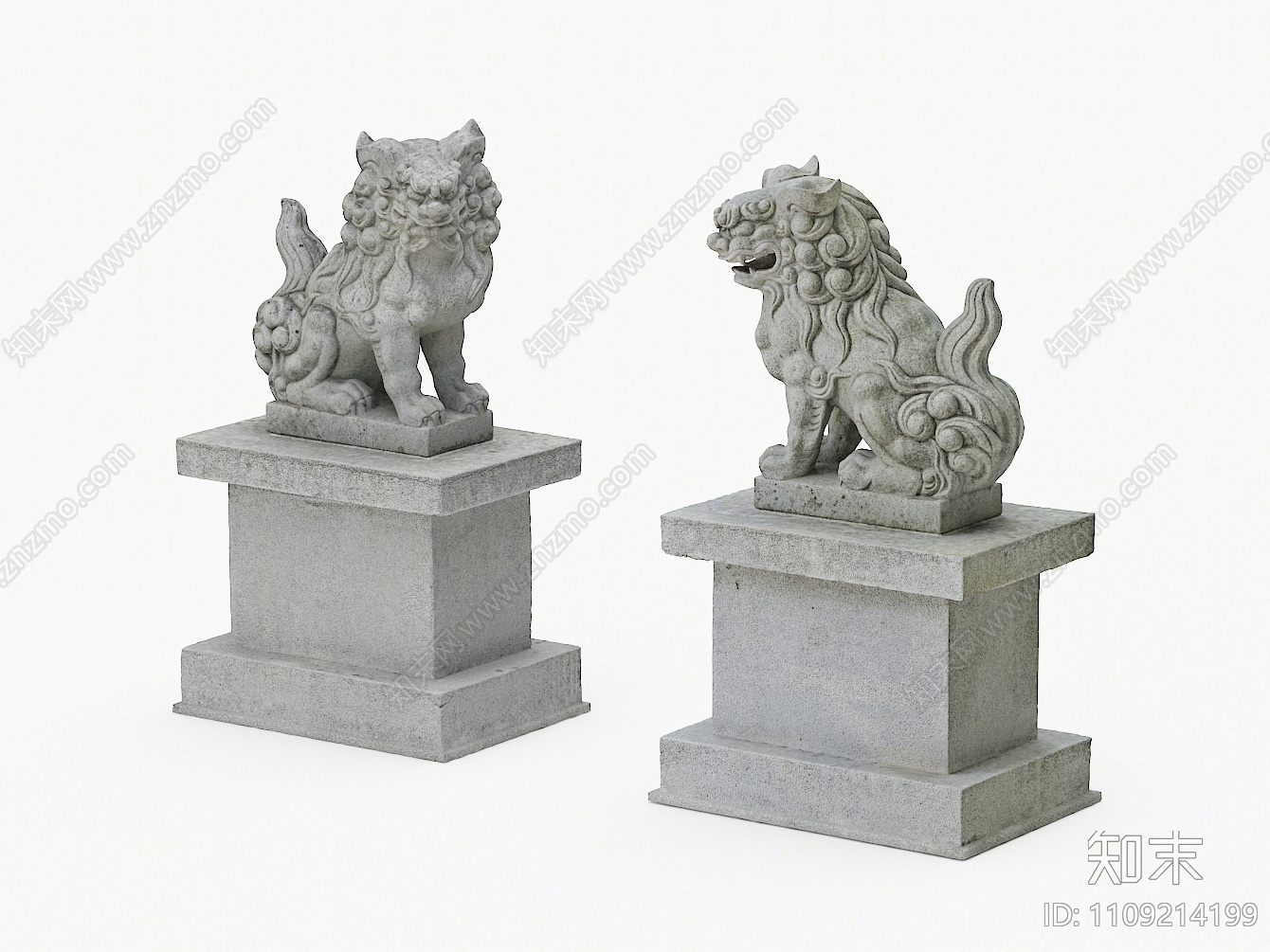 现代石狮子雕塑3d模型下载