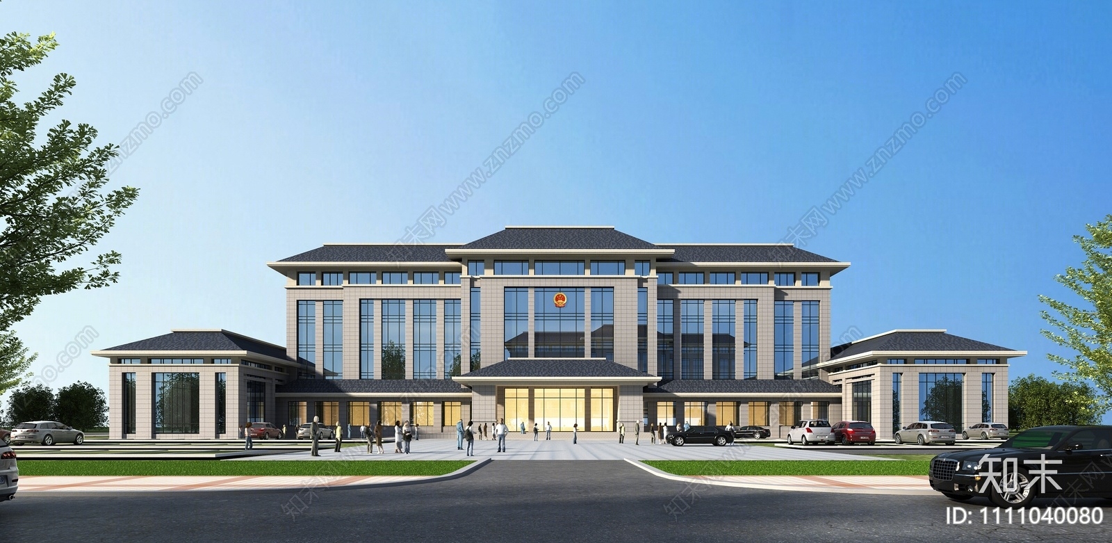 新中式政府办公楼3d模型下载