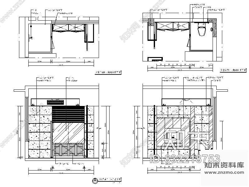 豪华别墅卧室卫生间立面图cad施工图下载【ID:832218753】