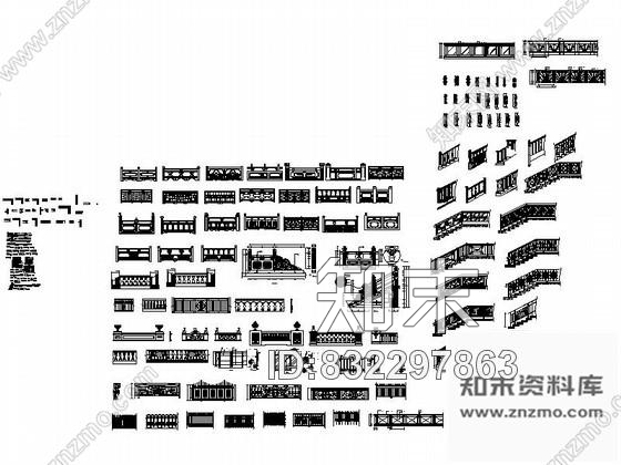 图块/节点全套楼梯及栏杆CAD图块下载cad施工图下载【ID:832297863】