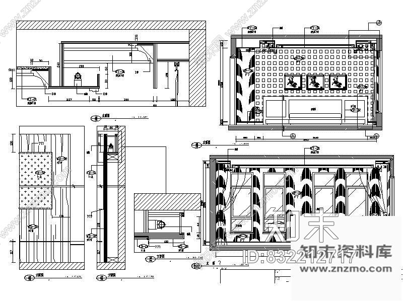 图块/节点现代主卧室立面图cad施工图下载【ID:832212717】