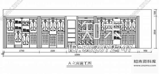 施工图河南某现代风格西服专卖店室内装修施工图cad施工图下载【ID:532072747】