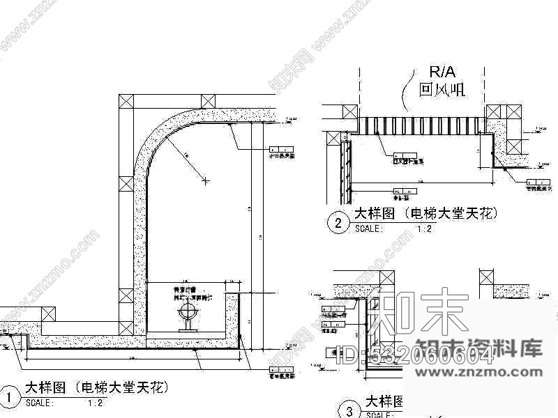 施工图酒店电梯厅装修图cad施工图下载【ID:532060604】