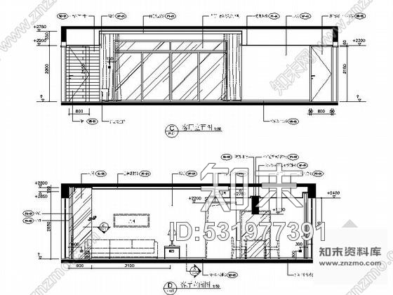 施工图福州高层豪宅区现代时尚三居室样板间CAD装修施工图cad施工图下载【ID:531977391】