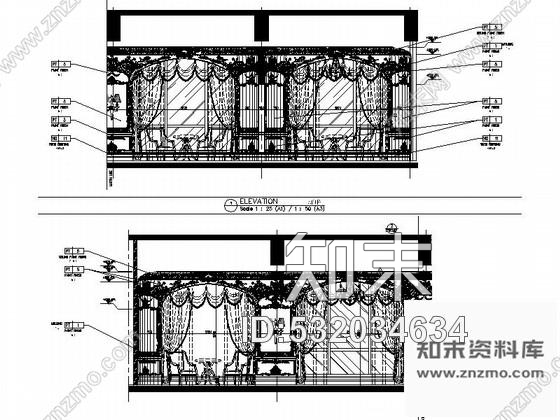 施工图南通白金五星级酒店奢华欧式法国厅贵宾室CAD装修图施工图下载【ID:532034634】