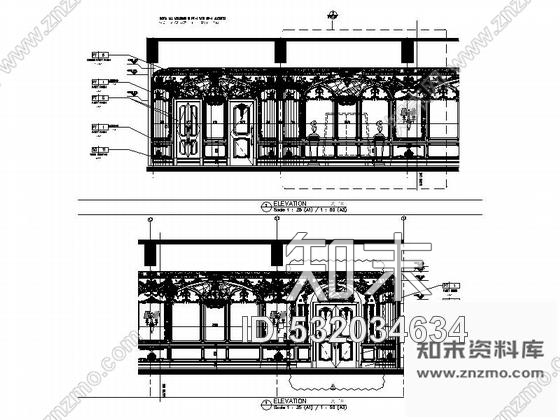 施工图南通白金五星级酒店奢华欧式法国厅贵宾室CAD装修图施工图下载【ID:532034634】