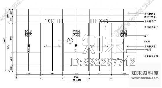 电梯间cad施工图下载【ID:832297712】