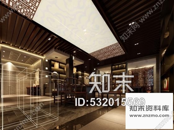 施工图大连某中式茶馆室内装修施工图含效果cad施工图下载【ID:532015569】