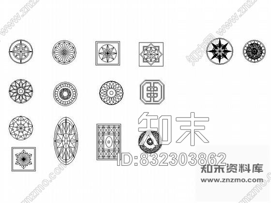 图块/节点地面拼花CAD图块下载施工图下载【ID:832303862】