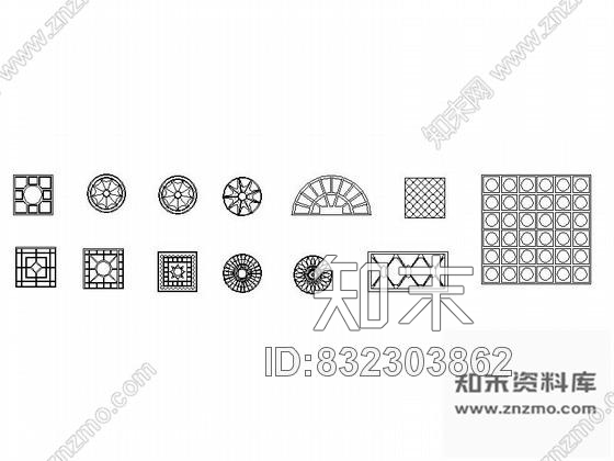 图块/节点地面拼花CAD图块下载施工图下载【ID:832303862】