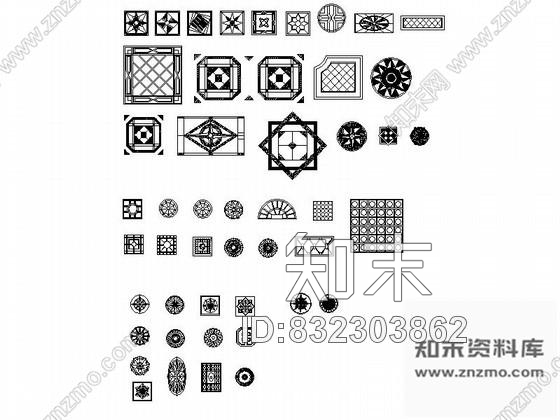 图块/节点地面拼花CAD图块下载施工图下载【ID:832303862】