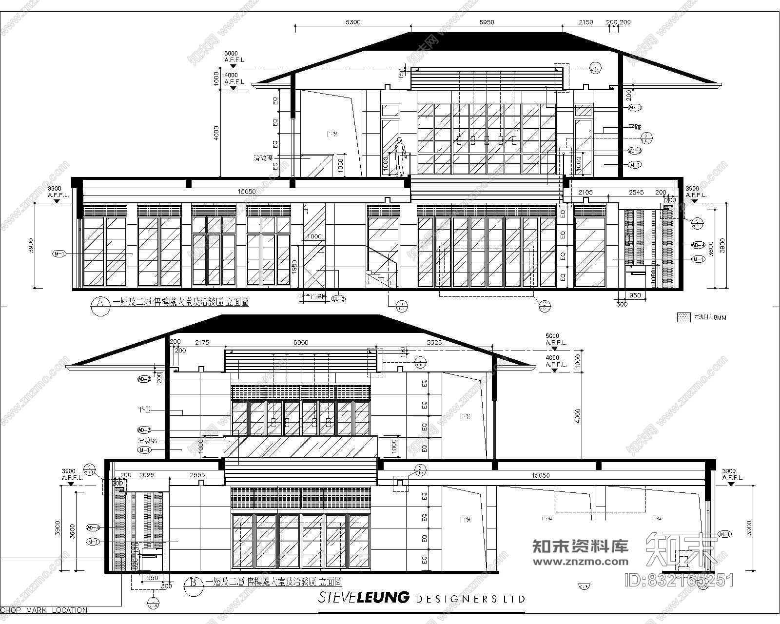 梁志天-上海滬亭北路1号售楼处室内装修CAD施工图施工图下载【ID:832165251】