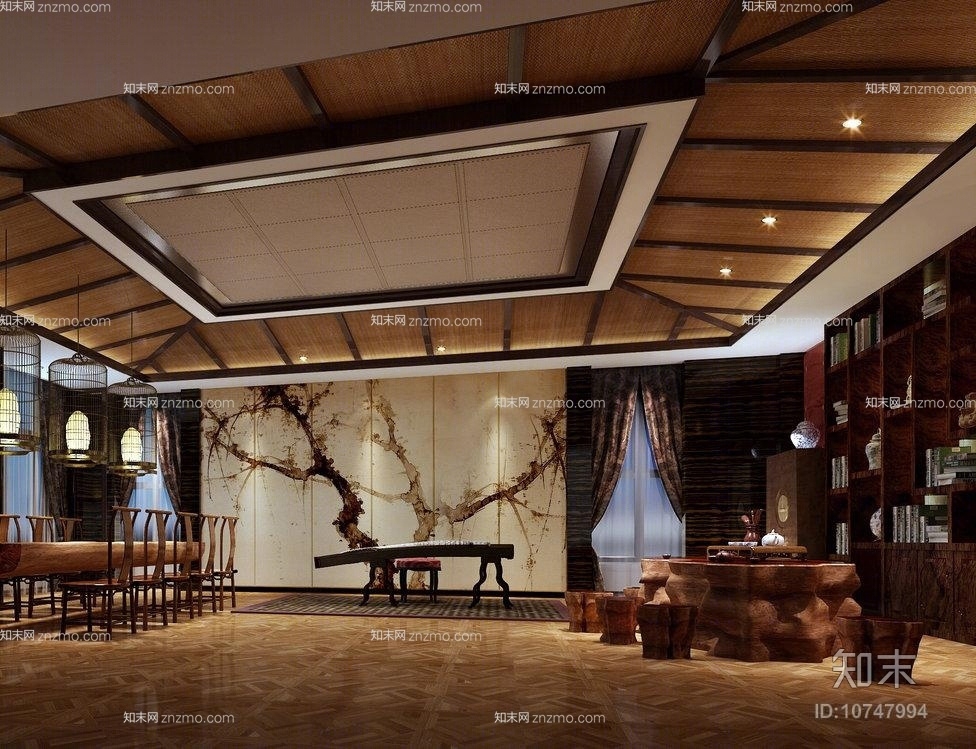 传统中式茶室3d模型下载【id:10747994】