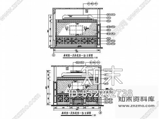 图块/节点欧式桌球室立面图cad施工图下载【ID:832202738】