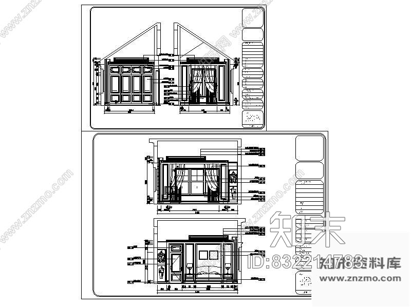 图块/节点欧式卧室立面图cad施工图下载【ID:832214783】