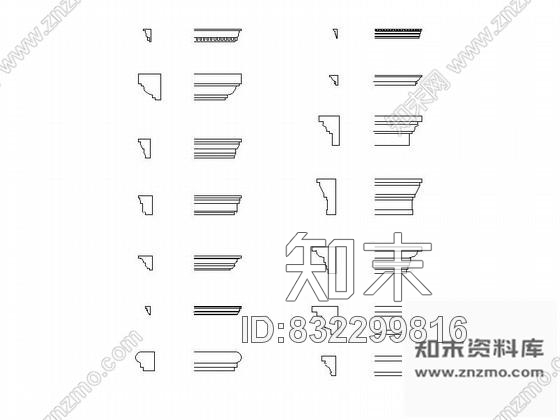 图块/节点欧式构件檐线成套CAD图块下载cad施工图下载【ID:832299816】