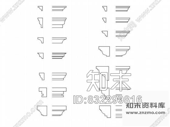 图块/节点欧式构件檐线成套CAD图块下载cad施工图下载【ID:832299816】