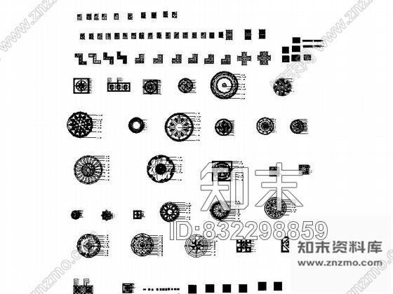 图块/节点中式风情拼花CAD图块下载cad施工图下载【ID:832298859】