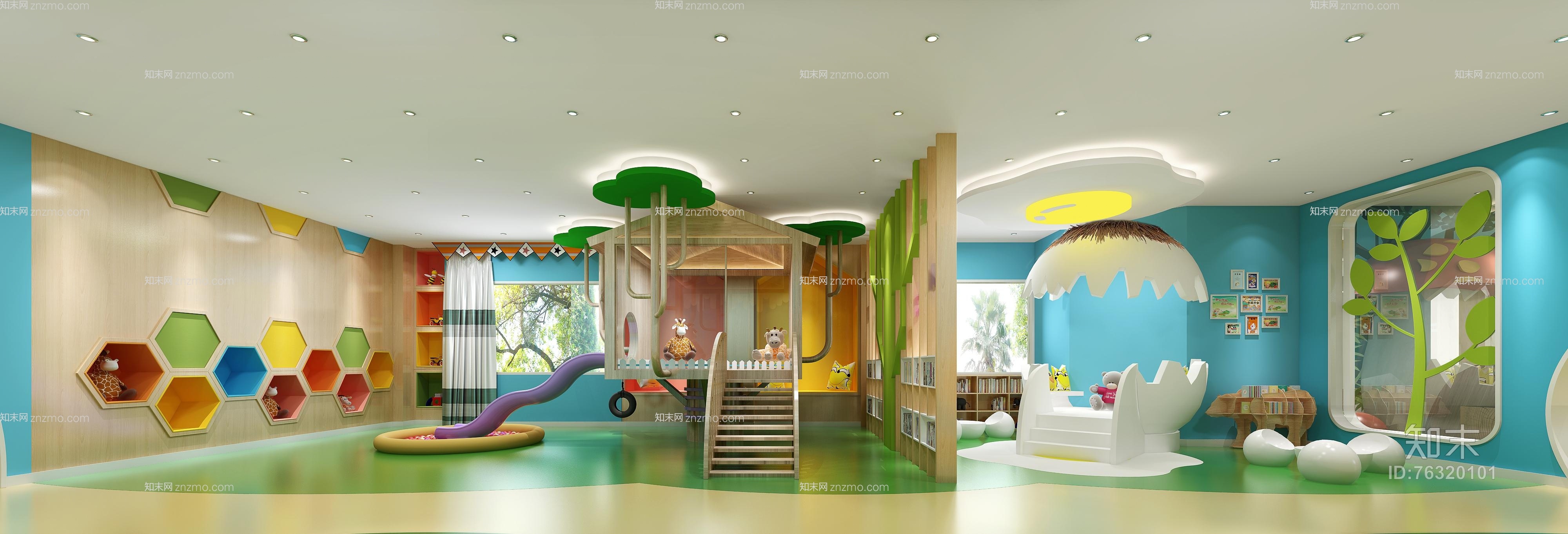 早教中心 早教大厅 幼儿园 娱乐室 阅读区 鱼类器材 玩具 书桌椅