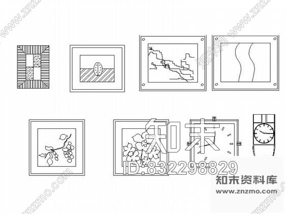 图块/节点全套字画立面CAD图块下载cad施工图下载【ID:832298829】