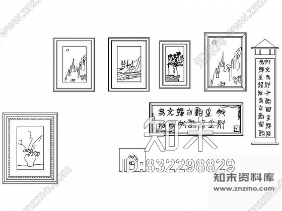 图块/节点全套字画立面CAD图块下载cad施工图下载【ID:832298829】