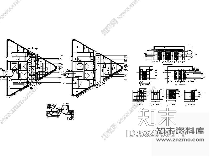 施工图酒店电梯厅装修施工图cad施工图下载【ID:532059619】