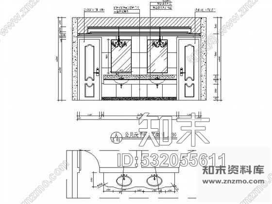 施工图酒店公共卫生间室内装修图含效果施工图下载【ID:532055611】