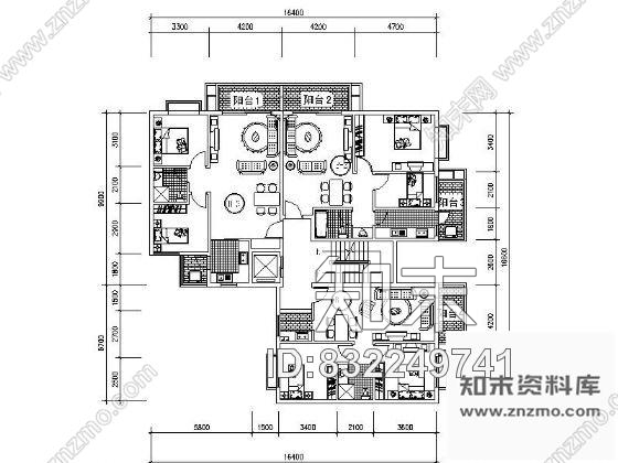 图块/节点一梯三户户型平面cad施工图下载【ID:832249741】