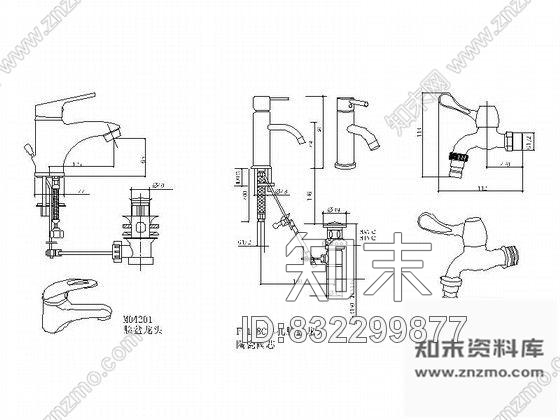 图块/节点时尚品牌卫浴五金平立面透视图CAD图块下载施工图下载【ID:832299877】