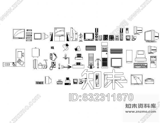图块/节点家电图块集cad施工图下载【ID:832311870】