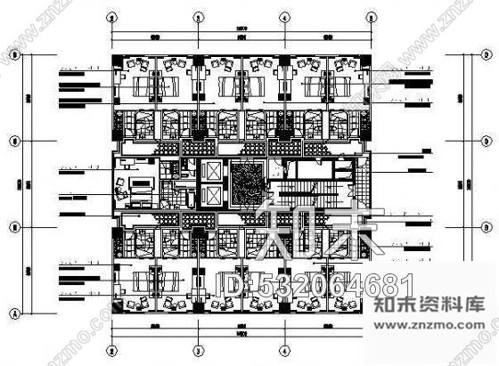 施工图某大酒店客房部分内装修设计cad施工图下载【ID:532064681】