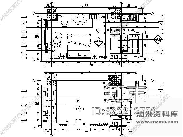 图块/节点五星酒店套房平面图Ⅲ施工图下载【ID:832212759】