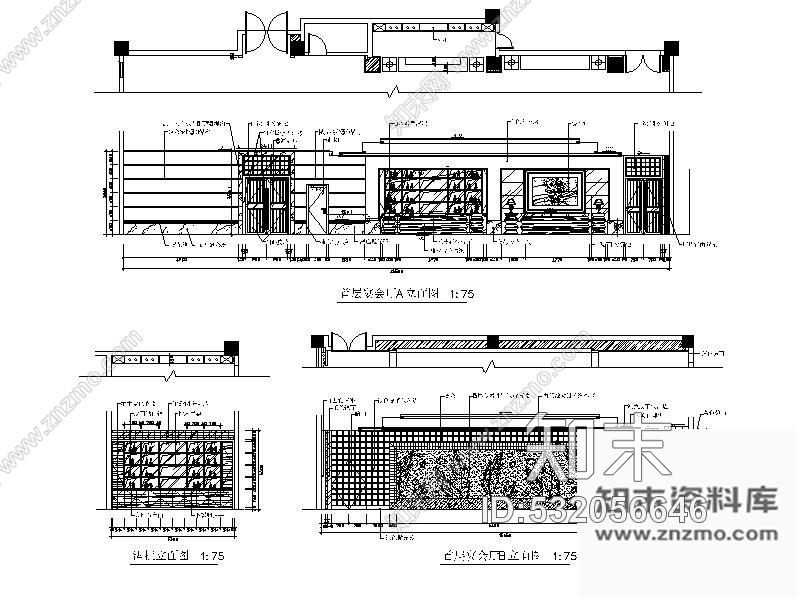 施工图星级酒店宴会厅室内装修图含效果cad施工图下载【ID:532056646】