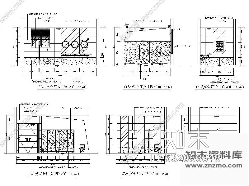 施工图星级酒店宴会厅室内装修图含效果cad施工图下载【ID:532056646】