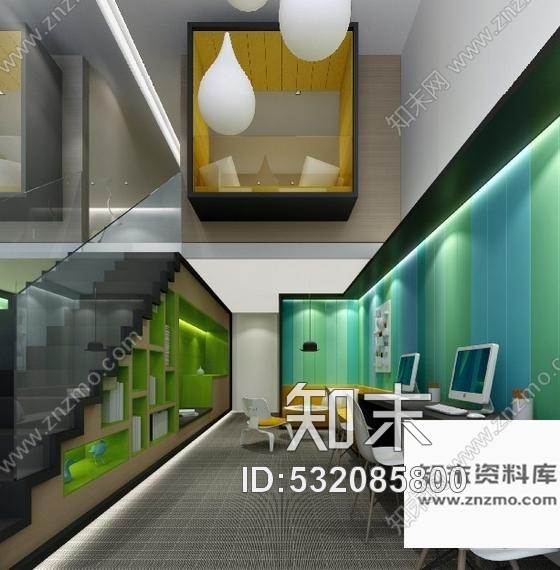 施工图贵州精品LOFT办公样板间室内装饰设计CAD图含效果施工图下载【ID:532085800】