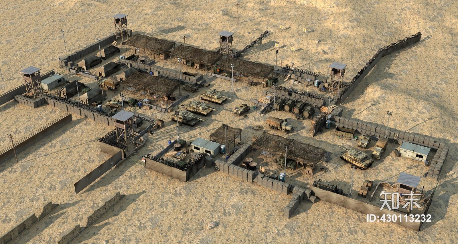 其它军事营地战场影视军事基地3d模型下载