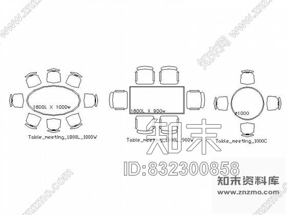 图块/节点办公会议桌CAD图块下载施工图下载【ID:832300858】